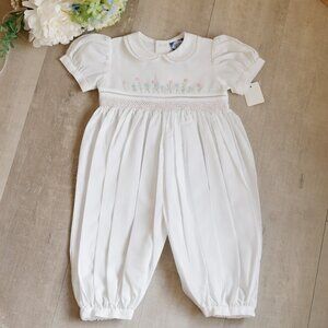 White Smocked Heirloom Romper Feltman Brothers Carriage Boutique 9 Months NWOT